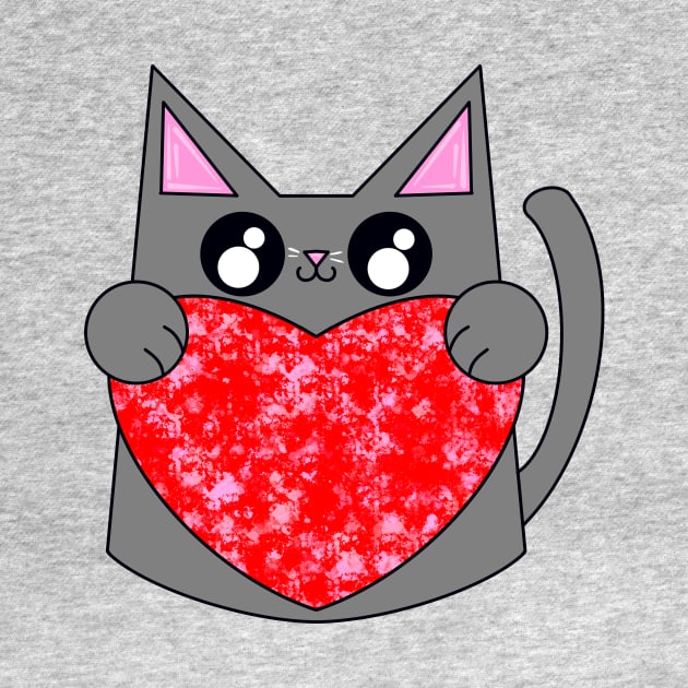 Smoky The Gray Cat With Valentines Heart by missmann